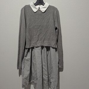 Seraphine Gray and White Collared Dress